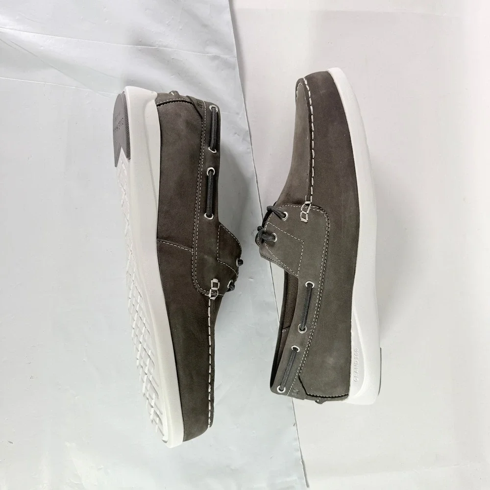 Cole Haan Grand‎ Atlantic Boat Shoe Gray Pinstripe Men's Size 10 M NIB